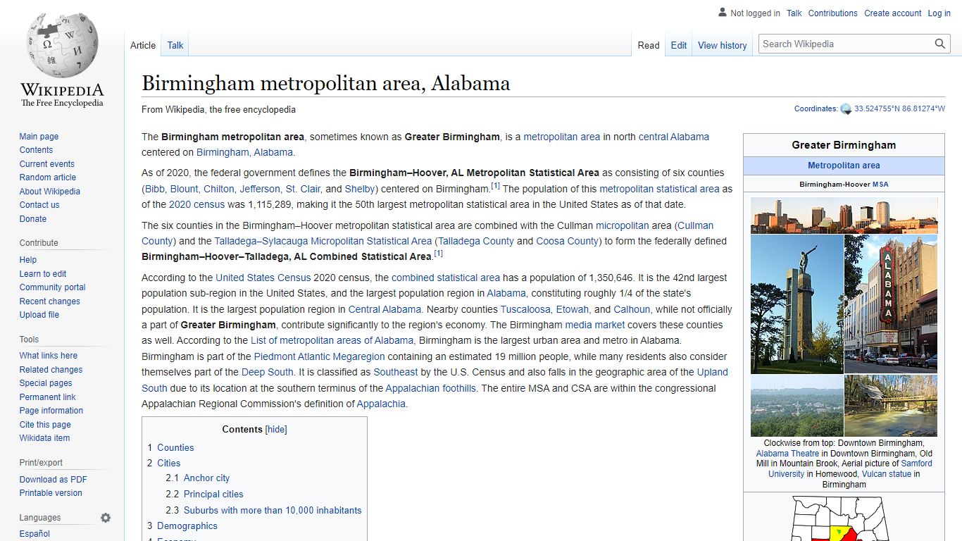 Birmingham metropolitan area, Alabama - Wikipedia